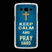 Coque Samsung Galaxy Grand2 Keep Calm and Pray Christian Bleu