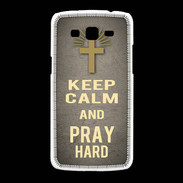 Coque Samsung Galaxy Grand2 Keep Calm and Pray Christian Gris