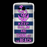 Coque Samsung Galaxy Grand2 Keep Calm and Think Beach Bleu