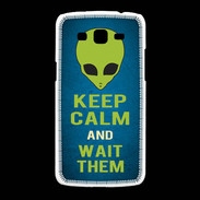 Coque Samsung Galaxy Grand2 Keep Calm and Wait Alien Bleu