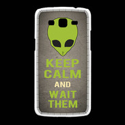 Coque Samsung Galaxy Grand2 Keep Calm and Wait Alien Gris