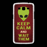 Coque Samsung Galaxy Grand2 Keep Calm and Wait Alien Rouge