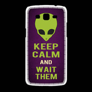 Coque Samsung Galaxy Grand2 Keep Calm and Wait Alien Violet