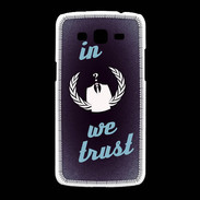 Coque Samsung Galaxy Grand2 In anonymous We trust bleu ZG