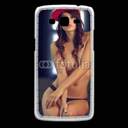 Coque Samsung Core Plus Charmante brune avec casquette rouge