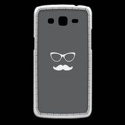 Coque Samsung Core Plus moustache gris & blanc