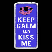 Coque Samsung Core Plus Keep Calm Kiss me Bleu