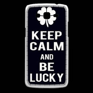 Coque Samsung Core Plus Keep Calm Be lucky Noir