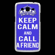 Coque Samsung Core Plus Keep Calm Call friend Bleu