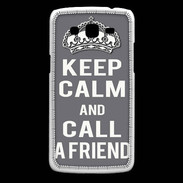Coque Samsung Core Plus Keep Calm Call friend Gris