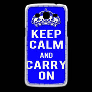 Coque Samsung Core Plus Keep Calm Carry on Bleu