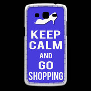 Coque Samsung Core Plus Keep Calm Go Shopping Bleu