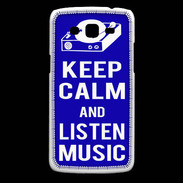 Coque Samsung Core Plus Keep Calm Listen music Bleu