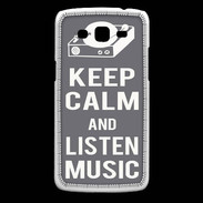 Coque Samsung Core Plus Keep Calm Listen music Gris