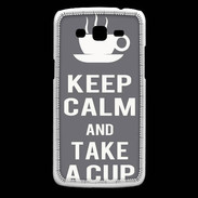 Coque Samsung Core Plus Keep Calm Take a cup Gris