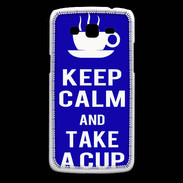 Coque Samsung Core Plus Keep Calm Take a cup Bleu