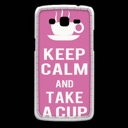 Coque Samsung Core Plus Keep Calm Take a cup Rose