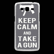 Coque Samsung Core Plus Keep Calm Take a gun Gris