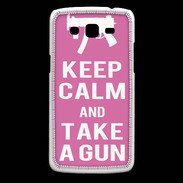 Coque Samsung Core Plus Keep Calm Take a gun Rose