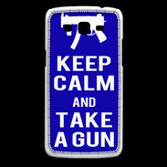 Coque Samsung Core Plus Keep Calm Take a gun Bleu