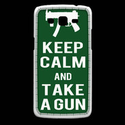 Coque Samsung Core Plus Keep Calm Take a gun Vert