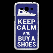Coque Samsung Core Plus Keep Calm Buy Shoes Bleu