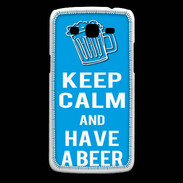 Coque Samsung Core Plus Keep Calm Have a beer Cyan