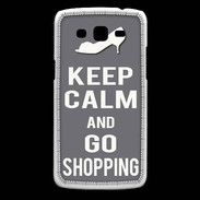 Coque Samsung Core Plus Keep Calm go shopping Gris
