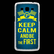 Coque Samsung Core Plus Keep Calm and Be the First Bleu