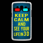 Coque Samsung Core Plus Keep Calm and See your life 3D Bleu