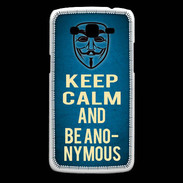 Coque Samsung Core Plus Keep Calm and Be Anonymous Bleu
