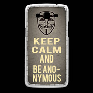 Coque Samsung Core Plus Keep Calm and Be Anonymous Gris