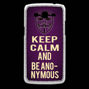 Coque Samsung Core Plus Keep Calm and Be Anonymous Violet