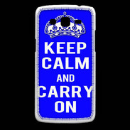 Coque Samsung Core Plus Keep Calm and Carry on Bleu