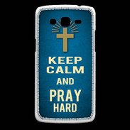 Coque Samsung Core Plus Keep Calm and Pray Christian Bleu
