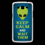 Coque Samsung Core Plus Keep Calm and Wait Alien Bleu