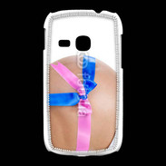 Coque Samsung Galaxy Young Femme enceinte avec ruban bleu et rose