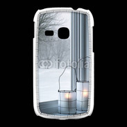 Coque Samsung Galaxy Young paysage hiver deux lanternes