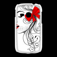 Coque Samsung Galaxy Young Visage glamour noir et rouge