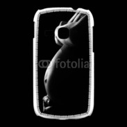 Coque Samsung Galaxy Young Femme enceinte en noir et blanc