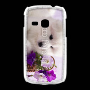 Coque Samsung Galaxy Young Chiot blanc et fleur violette