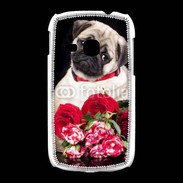 Coque Samsung Galaxy Young Chiot et fleurs rouges