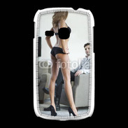 Coque Samsung Galaxy Young Femme debout en lingerie sexy devant homme 