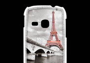 Coque Samsung Galaxy Young Tour Eiffel rouge sur fond en noir et blanc