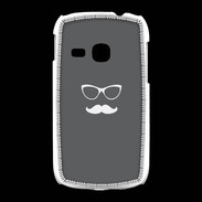 Coque Samsung Galaxy Young moustache gris & blanc