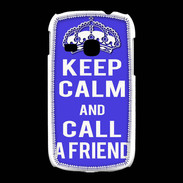 Coque Samsung Galaxy Young Keep Calm Call friend Bleu