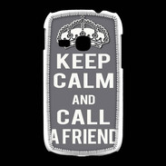 Coque Samsung Galaxy Young Keep Calm Call friend Gris