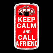 Coque Samsung Galaxy Young Keep Calm Call friend Rouge