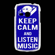 Coque Samsung Galaxy Young Keep Calm Listen music Bleu