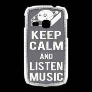 Coque Samsung Galaxy Young Keep Calm Listen music Gris